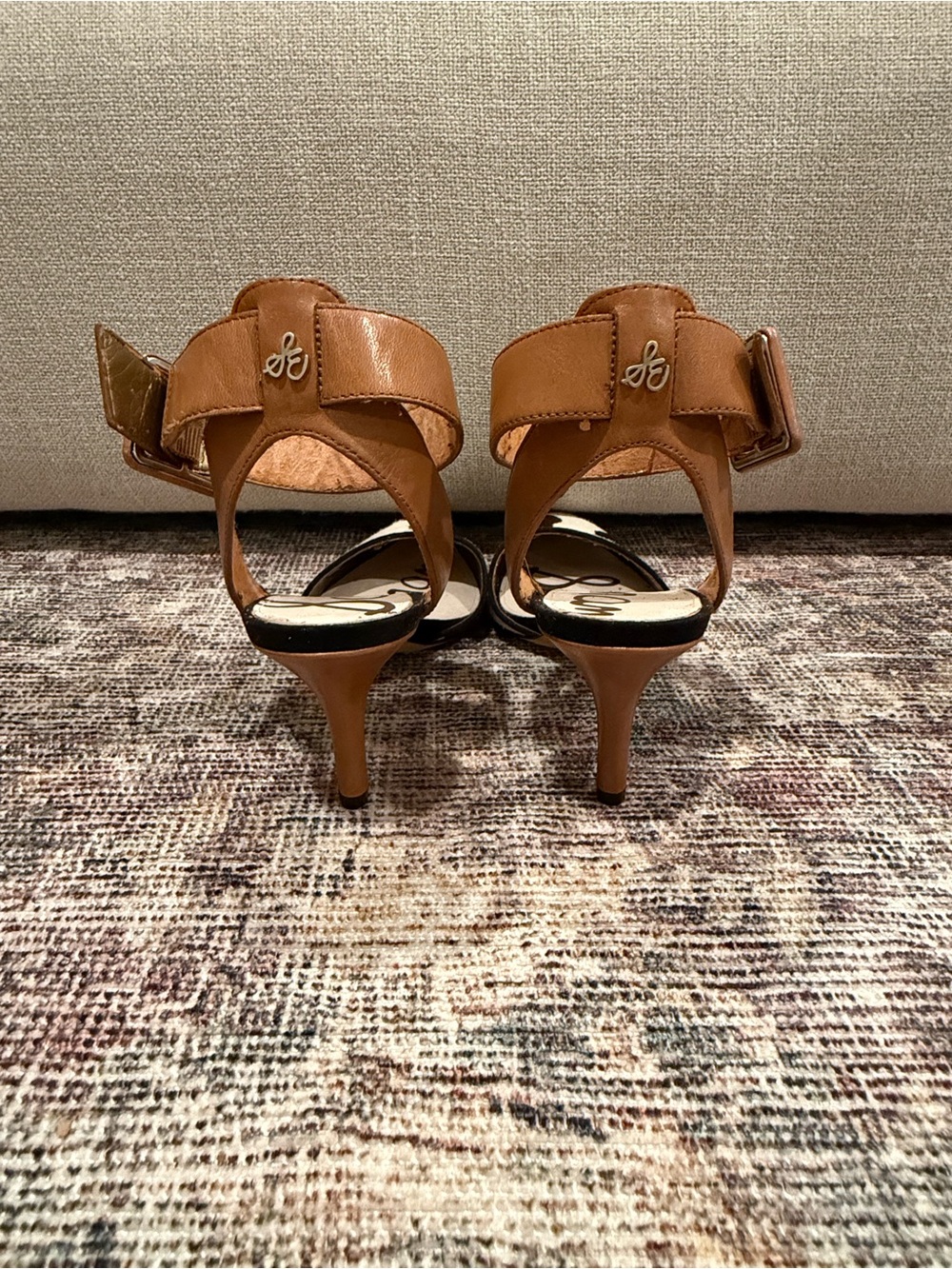 Sam Edelman Leather Cow Print Calf Hair Ankle Strap Pointed Toe Heels Size 6 - Picture 3 of 8